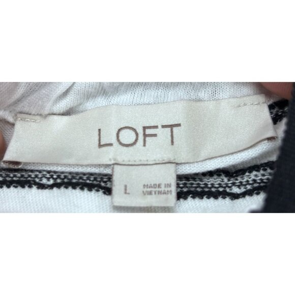 Loft Womens Black & White Striped Sleeveless Halter Top With Bow Tie Neck - Picture 4 of 8